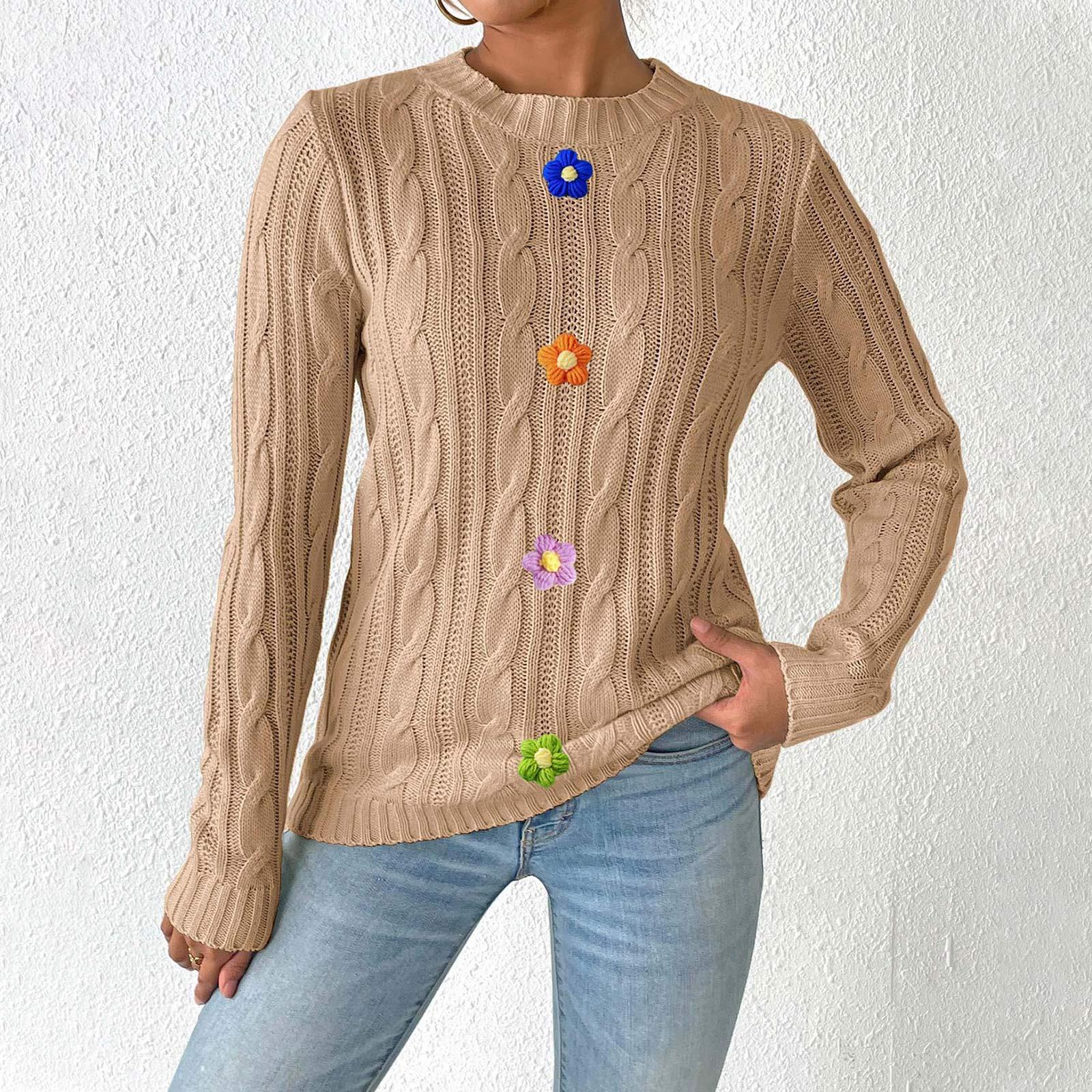 

Женский круглый вырез пуловер основа рубашка шитье вязаный свитер L хаки