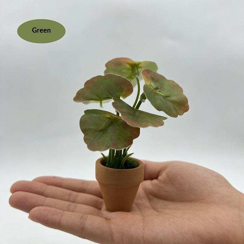 1Pcs Home Decor Mini Taro Turtle Back Green Potted Plants For Dollhouse Scandinavian Style Model Decoration Props