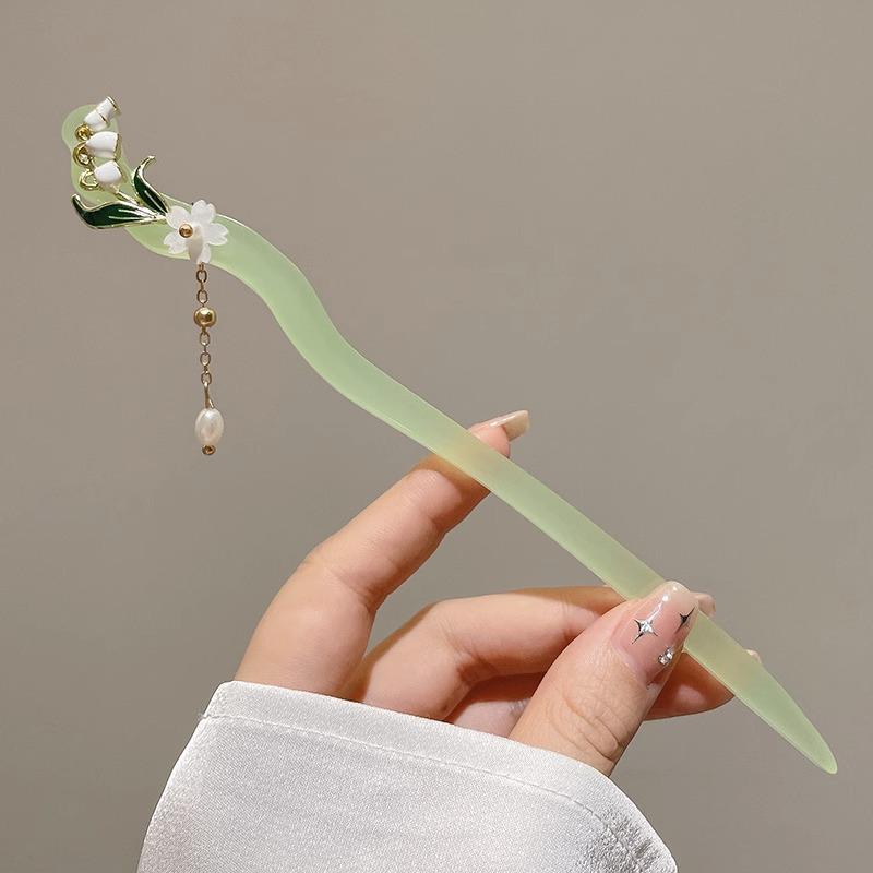 Maiglöckchen Quasten Haarnadel für Damen: Elegante Hanfu-Kopfbedeckung im antiken Stil