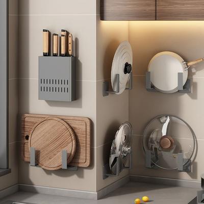 1PC Wall Hanging Lid Holder Multifunctional Pot Lid Storage Rack Cutting Board Shelf  for Kitchen