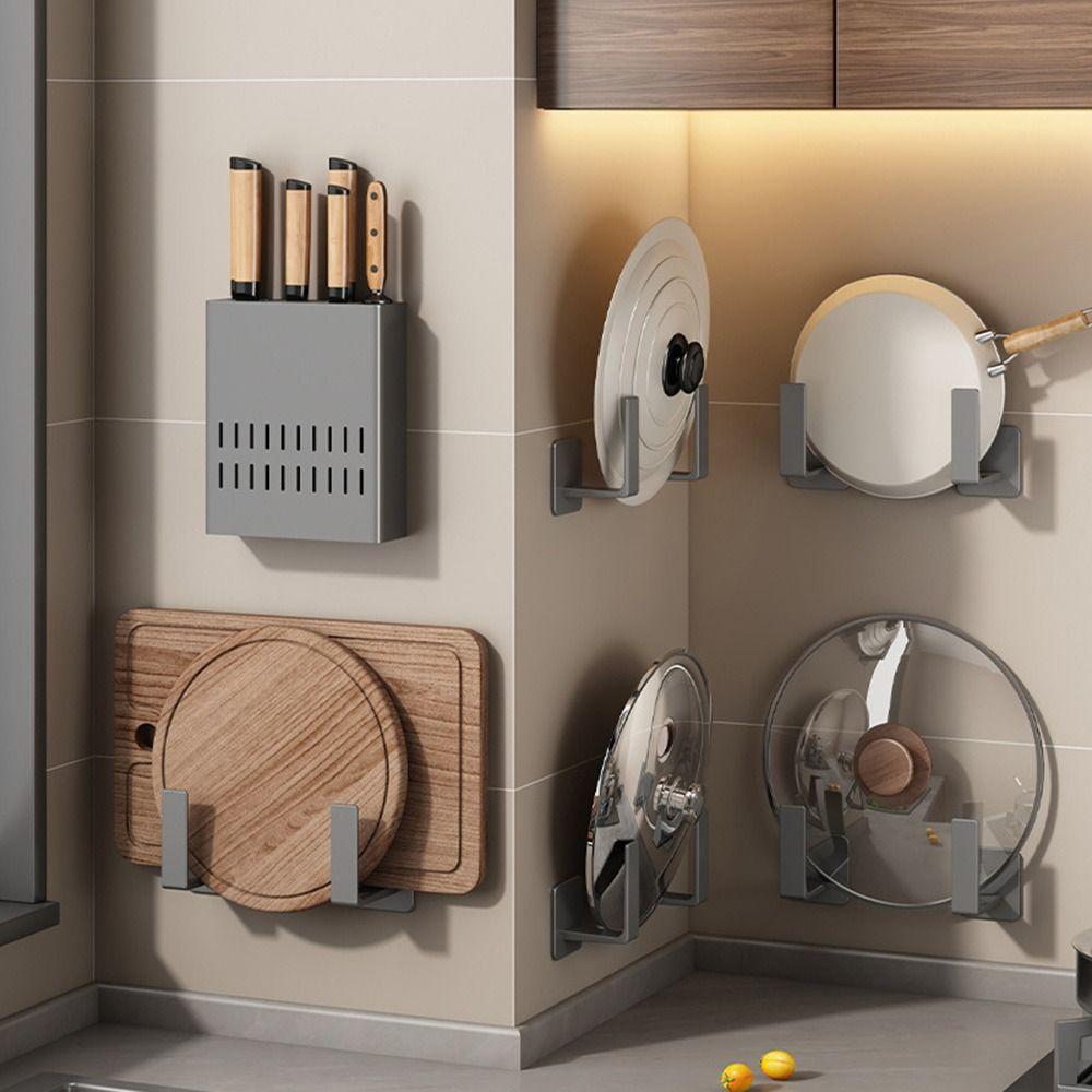 1PC Wall Hanging Lid Holder Multifunctional Pot Lid Storage Rack Cutting Board Shelf for Kitchen