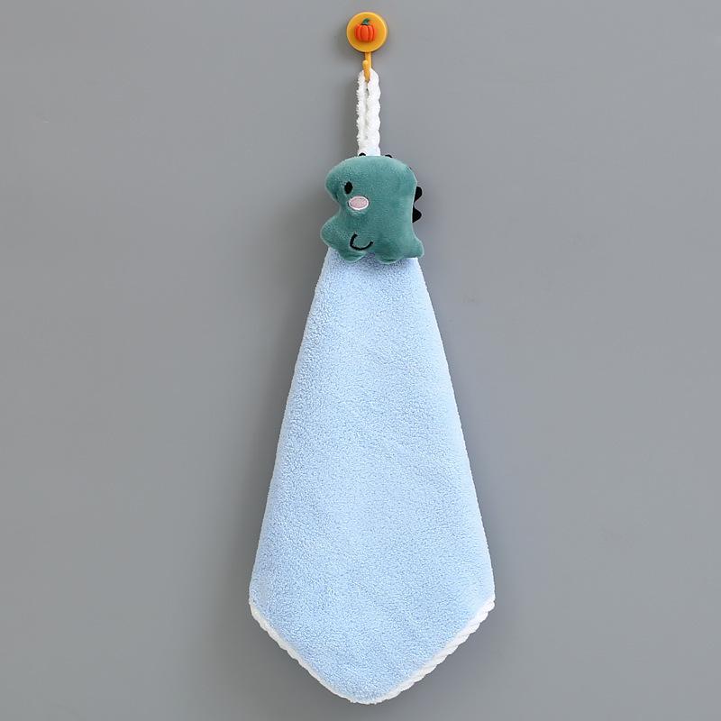Cute and Fun Hanging Coral Fleece Baby Hand Towel Children's Water-absorbing and Quick-drying Cartoon Square Towel