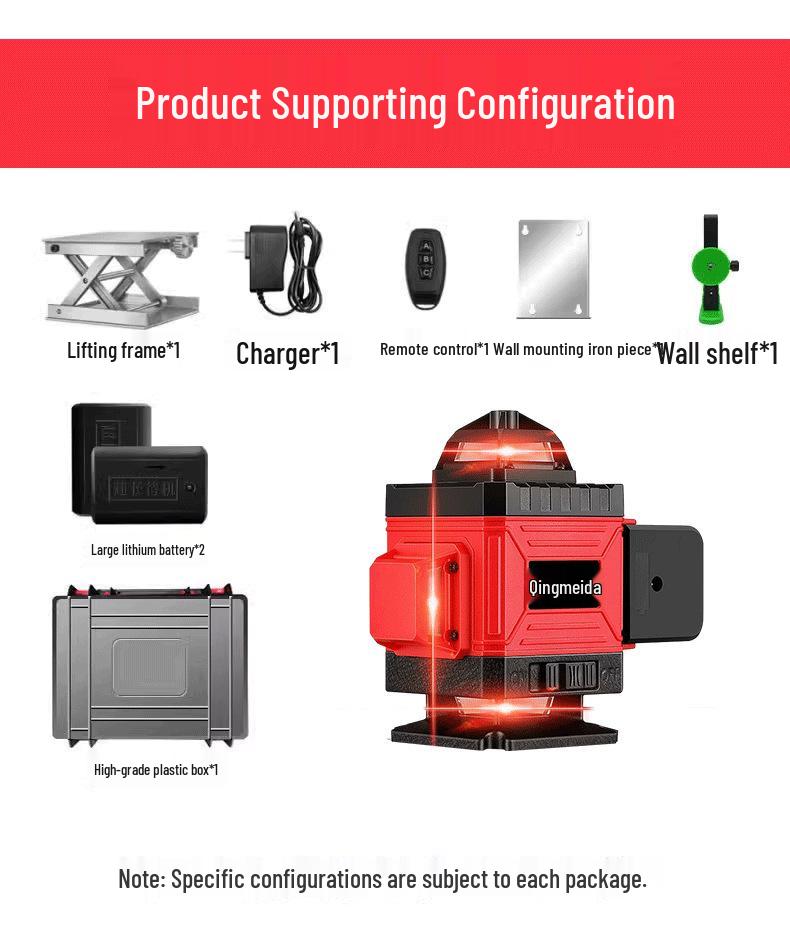 12/16 Line Outdoor Red Laser Level with Infrared Light