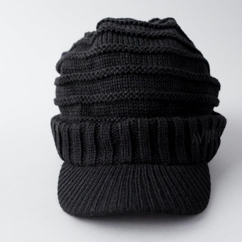 AVIREX Chunky Brimmed Knit Loose Knit Newsboy Cap for Men and Black Cap, Fit, Women, Winter,