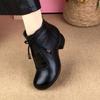 Damen Winterstiefel mit seitlichem Reißverschluss PU-Obermaterial Runde Spitze Kurzer Schaft Gefüttert mit kurzem Kunstplüsch Mittlerer Absatz 3-5cm Gummisohle Warme Mode-Stiefel