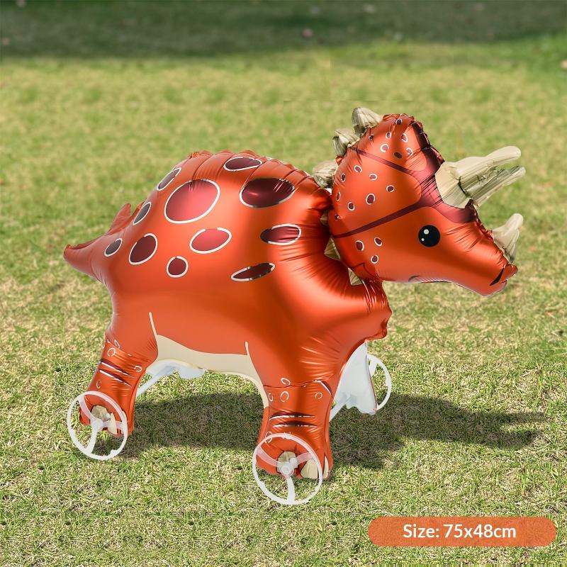 1/3Pcs Sika Deer Lion Triceratops Crocodile Rooster Walking Animal Balloons Large Animal Balloon With Wheels For Kids Toys