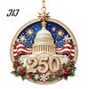 Patriotic Christmas Tree Snowflake Ornaments 250 Anniversary USA Ornament, United States 1776-2026 250th Holiday Gift for Family Friends Keepsake,
