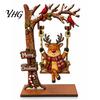 Christmas Party Table Decorations Wooden Ornaments, Santa Snowman Figurine with Moving Ornaments Swing, Rustic Holiday Tabletop Centerpiece