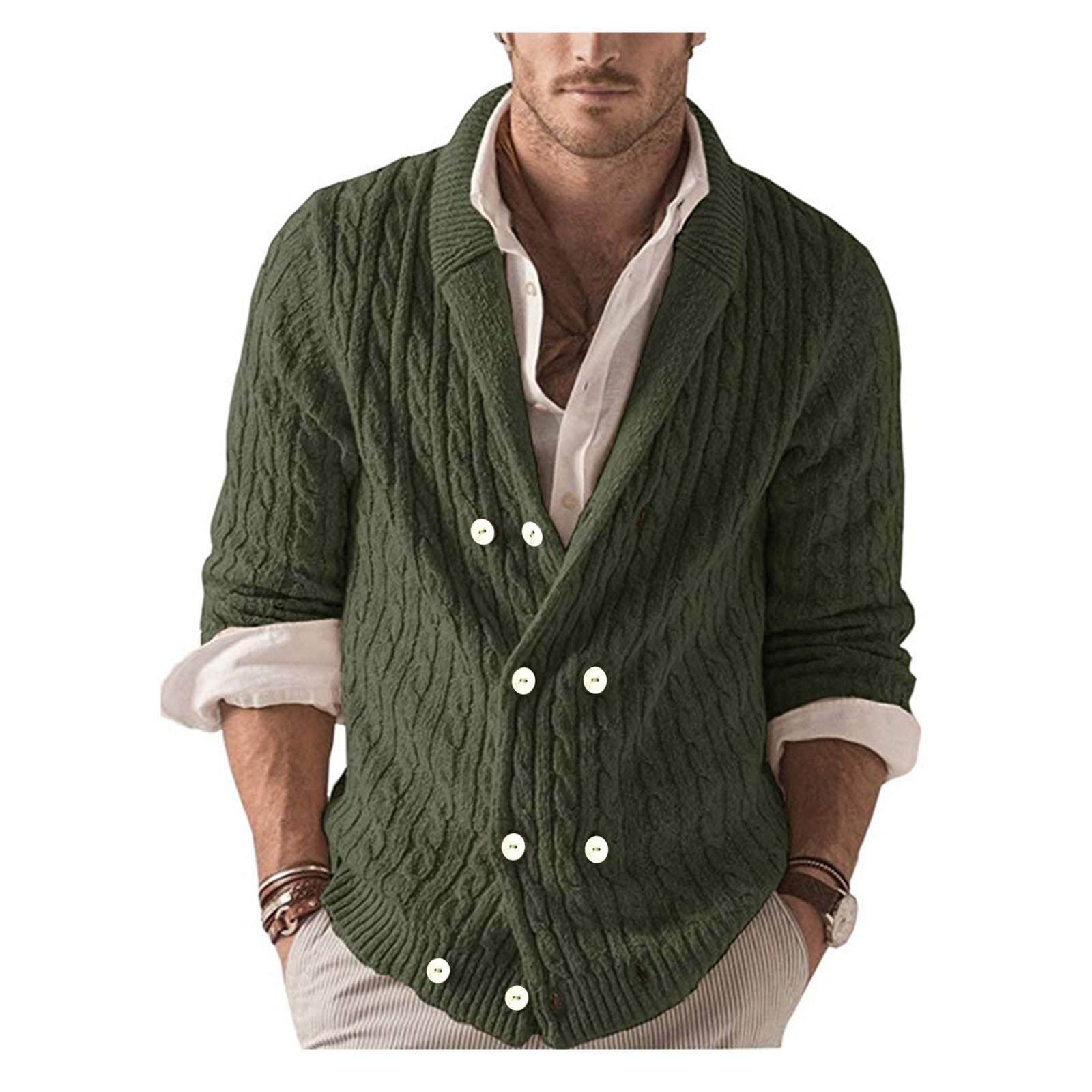 

И зимняя мужская мода свободный кардиган теплая куртка с капюшоном и лацканами свитер вязаное пальто XL