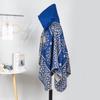 Geometric Double-Sided Knitted Cloak Blue Travel Exterior With High-End Large Cloak Women'S Air-Conditioned Room Thermal Cloak