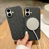 Carbon Fiber Kevlar Pattern PC For Magsafe Case For iPhone 17 Air 16 15 14 Plus 13 12 Pro Max 11 Magnetic Wireless Charge Cover
