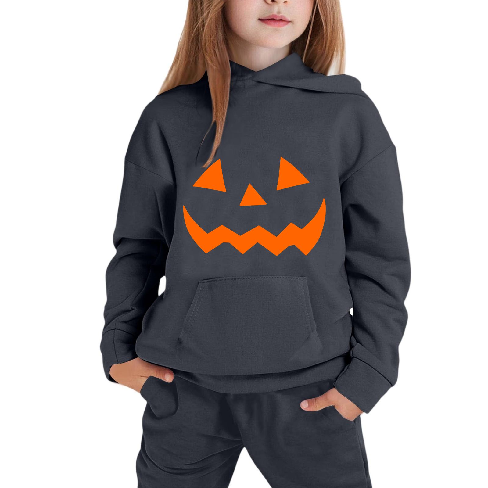 Kids Hooded Sweatshirt with Halloween Print for Boys Girls 120
