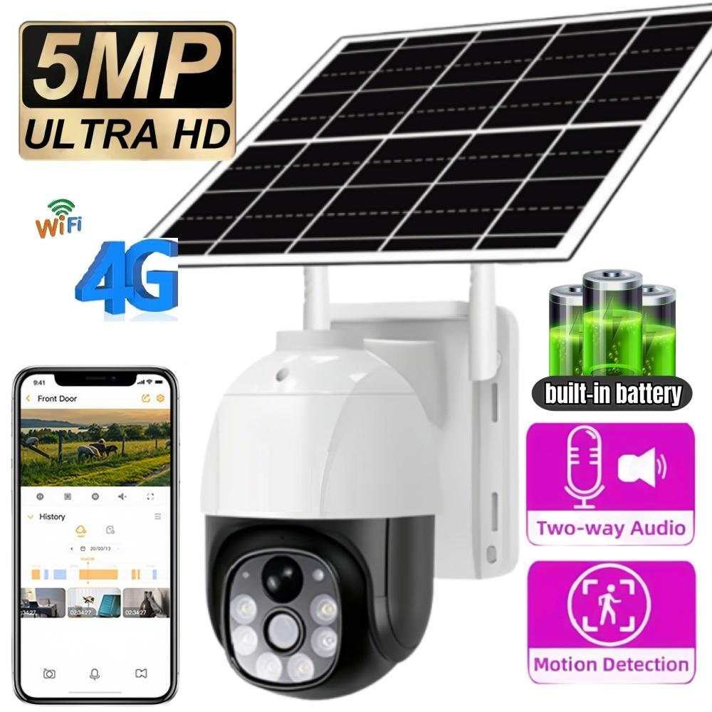 HD Solar Panel Security Camera, 4G/WIFI Security Camera, Smart Wireless Self-powered CCTV Monitor