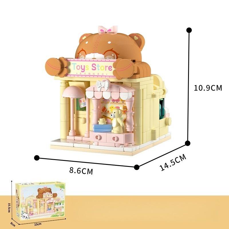 Street View Building Blocks Creative Paradise Children's Educational Assembly Cute Toy Store Handmade Diy Model Ornaments Gifts