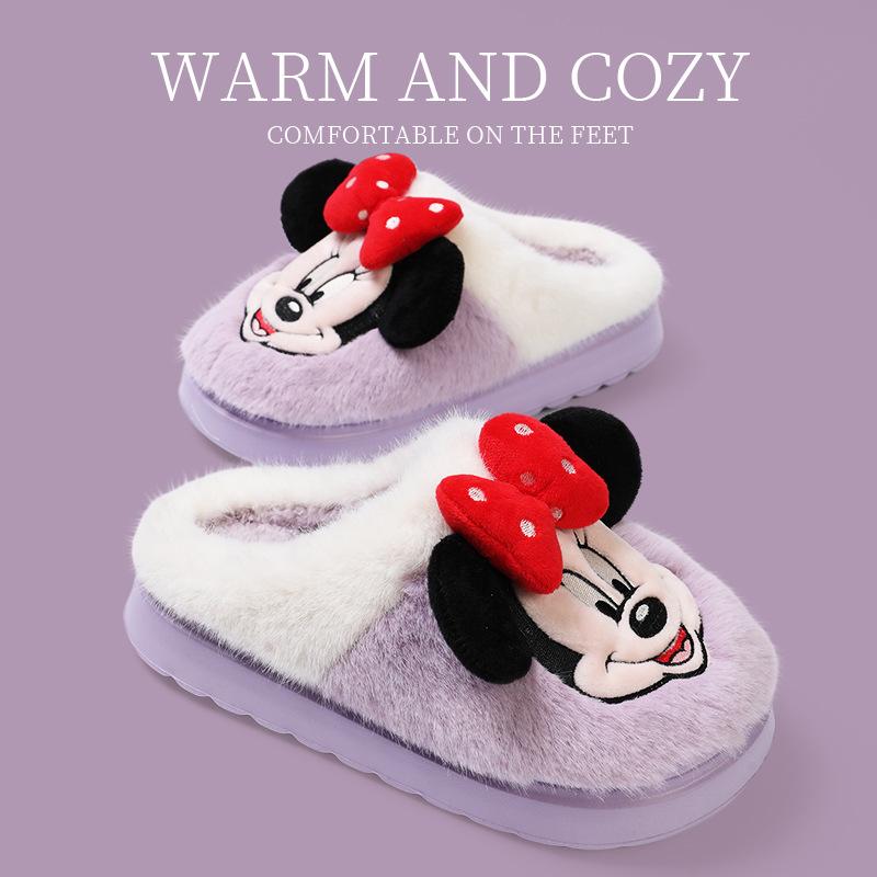 Nambowan cartoon cute cotton slippers men Mickey home indoor warm and velvet thick bottom genuine couple slippers women