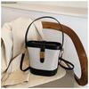 IELGY Contrast Color Niche Messenger Bag Casual Portable Bucket Bag