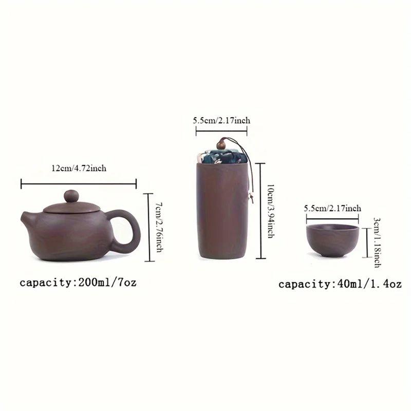 A84E-Portable Outdoor Travel Tea Set 1SET Zisha Style Including One Pot And Four Cups
