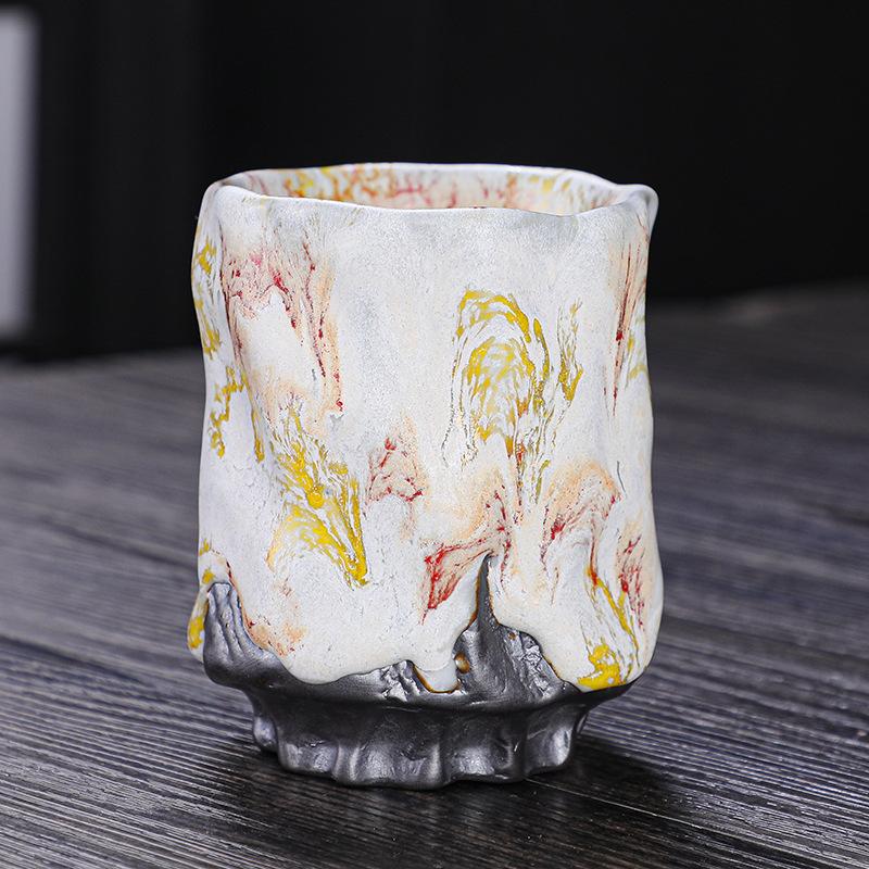 Japanese-style Retro Yamagata Ceramic Teacups Retro Handmade Rough Pottery Single Ceramic Kung Fu Tea Set Tea Accessories