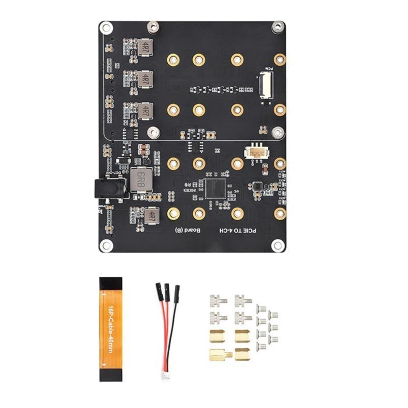 PCIe To 4CH M.2 NVMe 4 Port SSD Board with LED Light M.2 Hard Drives Adapter Card for RPI 5 2280/2260/2242/2230