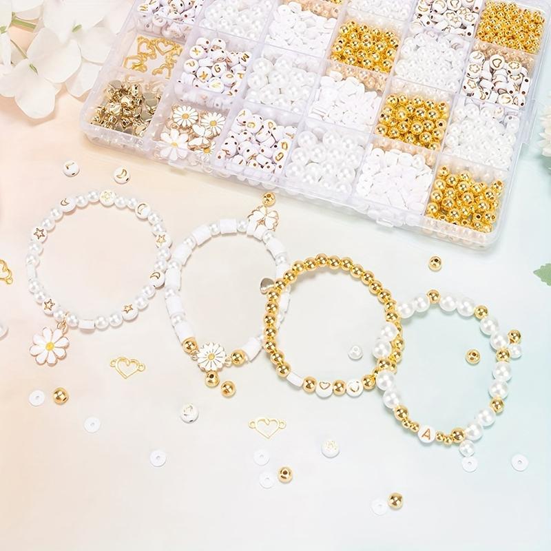 Diy Clay Beads Bracelet Making Kit, Flat Beads For Friendship Jewelry Making,Pearl Polymer Beads With Charms Gifts