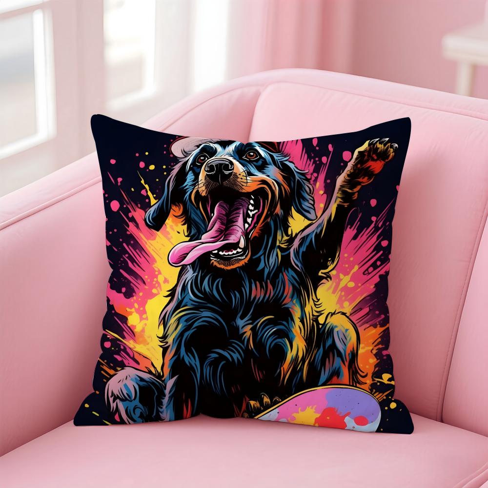 

Retro Style Trendy Artistic Dog Pattern Cushion Cover Linen Pillowcase Cover Soft Decor for Sofa Home Room 30X30cm