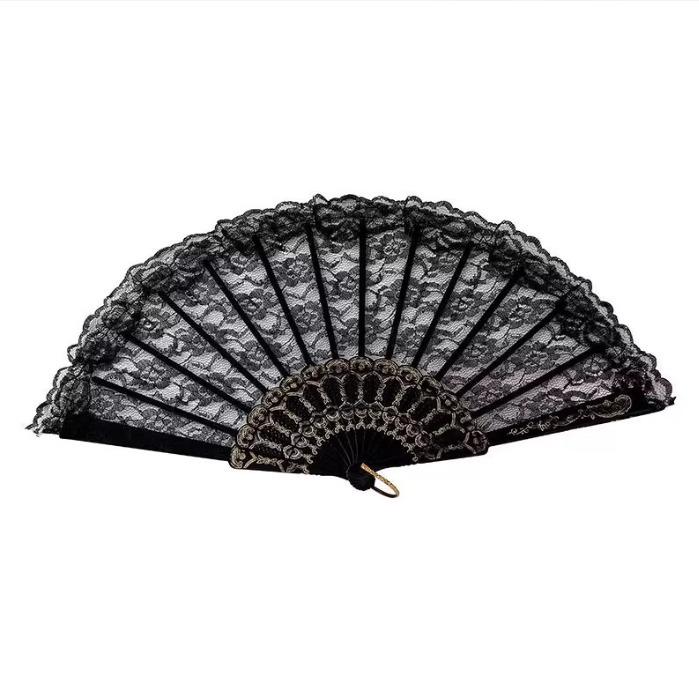 

Винтажный кружевной китайский веер для ханьфу, ципао, танцев и реквизит для позирования