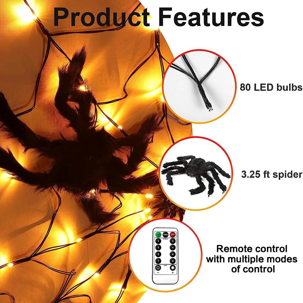 Festive Spider Web LED Decorative Lights Enchanting Ambience Perfect for Parties Holiday Lighting