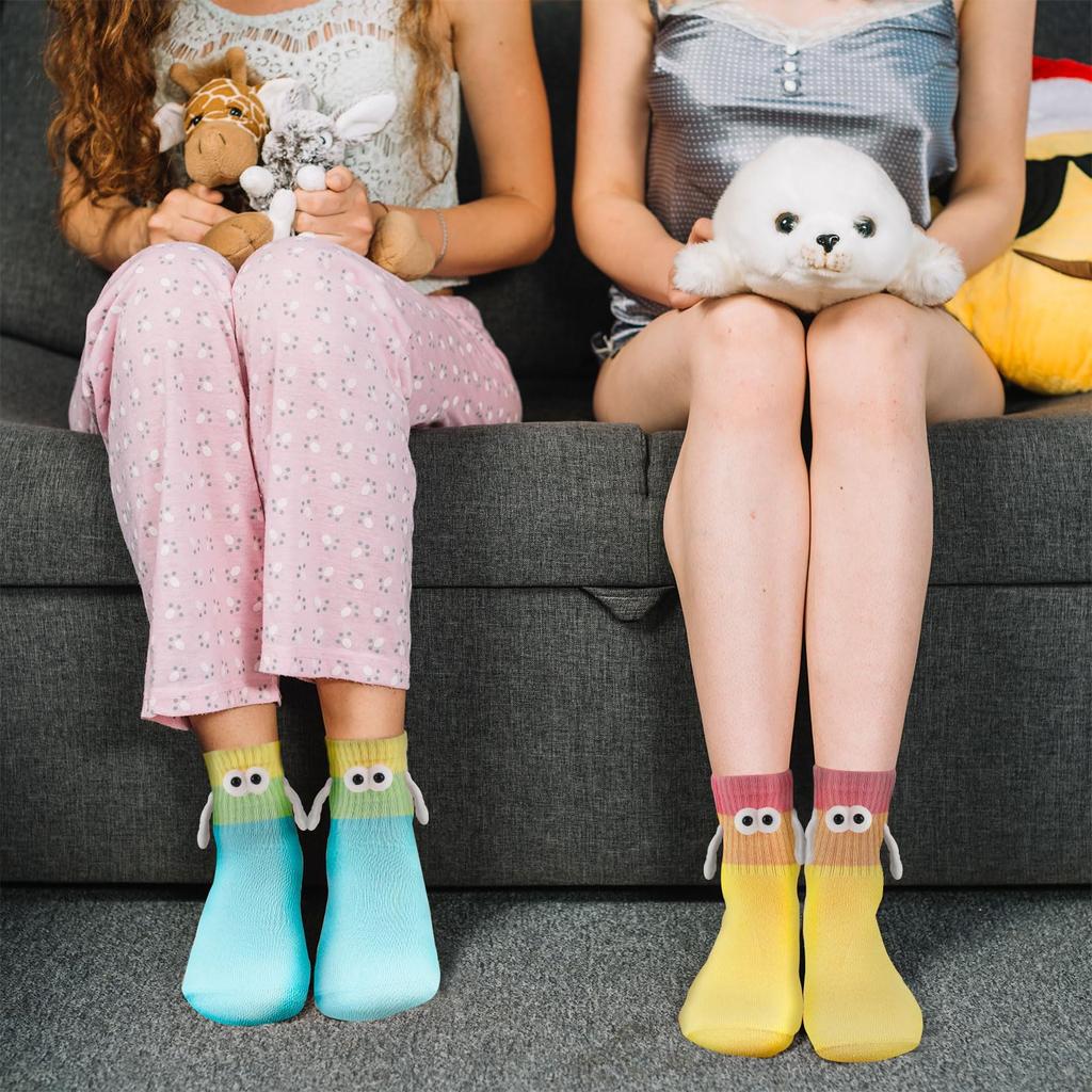 1/3Pairs Colors Magnetic Holding Hand Socks Dopamine Designer Socks Funny Couple Socks Birthday Gift for Women Men Bestie Lovers