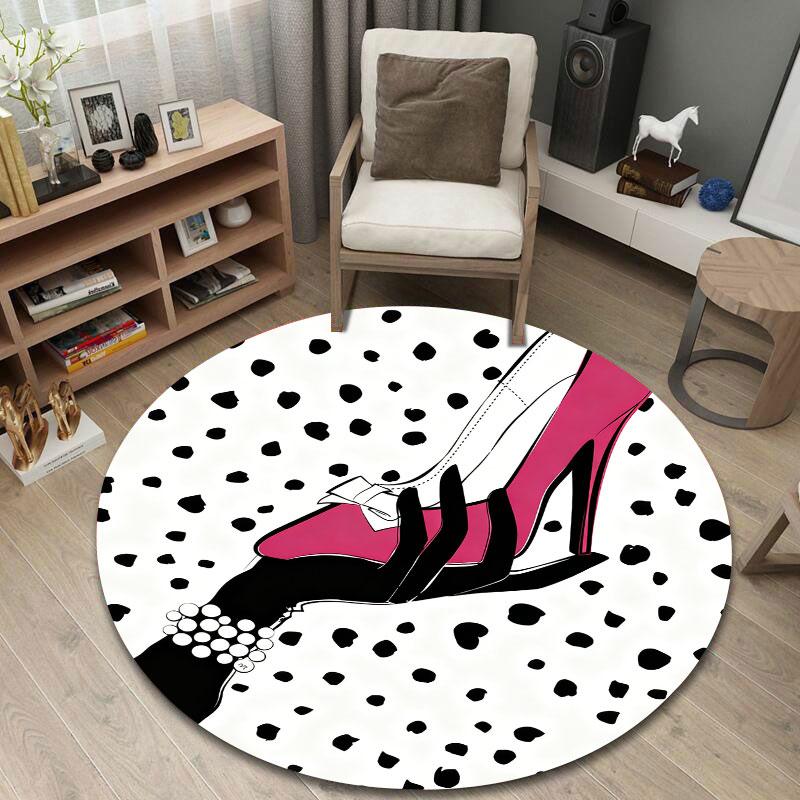 Geometric Pattern Round Area Rug, Modern Abstract