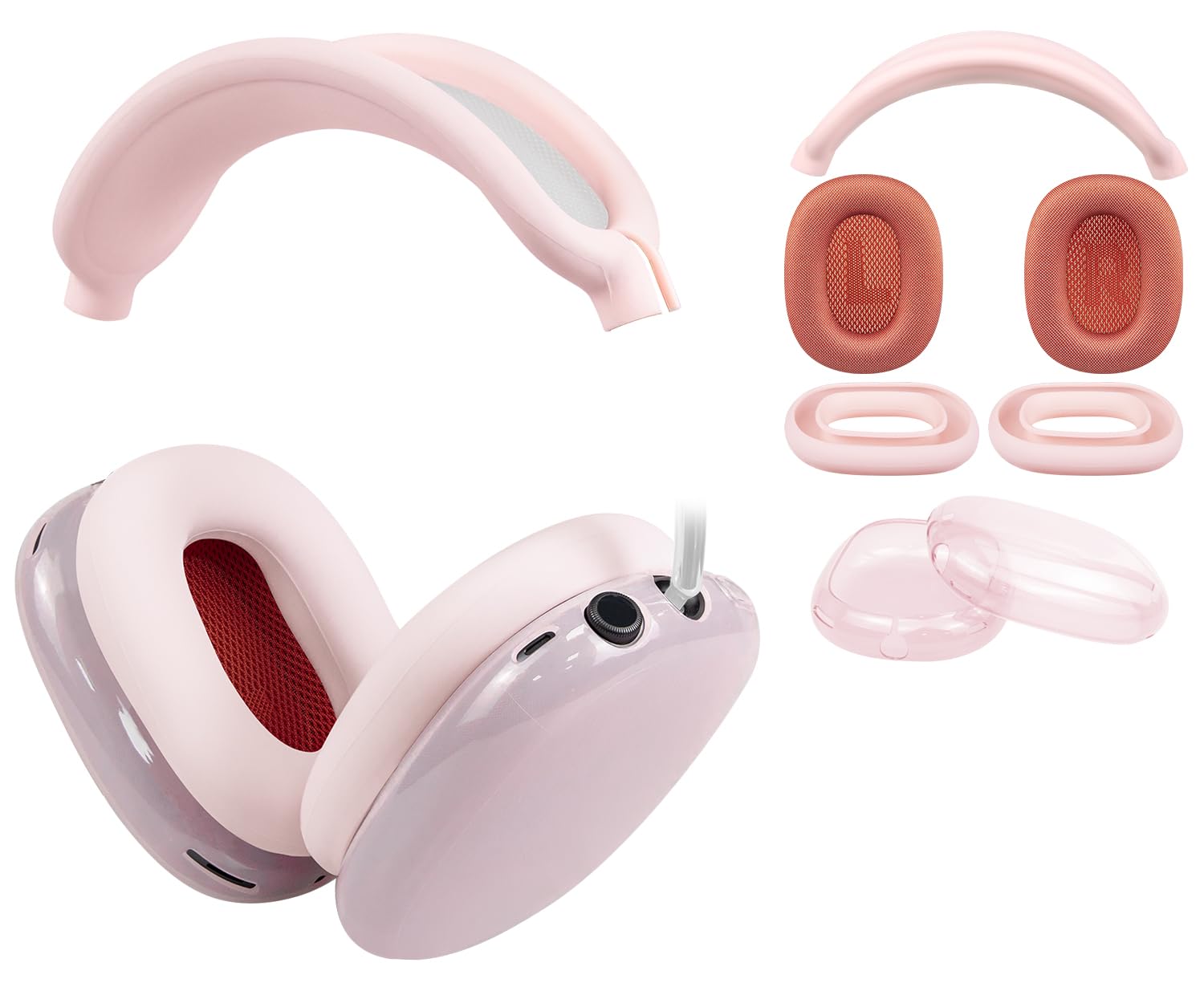 

SOULWIT Replacement Repair Kit for AirPods Includes Mesh Fabric Ear Headband TPU Protective and Silicone Ear Pad Cover Protection Accessory and Soft розовый