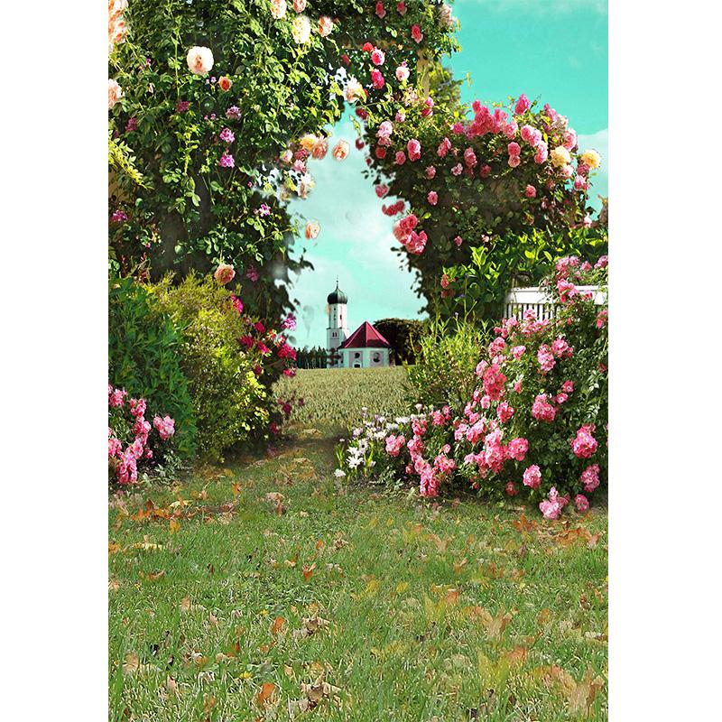 Flowers Scenery Villa Backgrounds for Photographs Wedding Theme Backdrop Maternity Shooting Props Photobooth