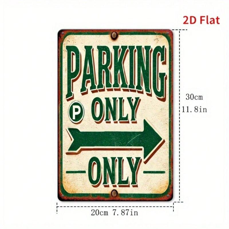 Metal Sign Vintage Parking Only with Green Arrow Retro Tin Poster for Wall Garage Decor 12x8 Inch