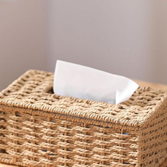 Wicker Tissue Box, Rectangular Decorative Tissue Holder, Increase Capacity Facial Tissue Holder, for Bathroom Living Room Car