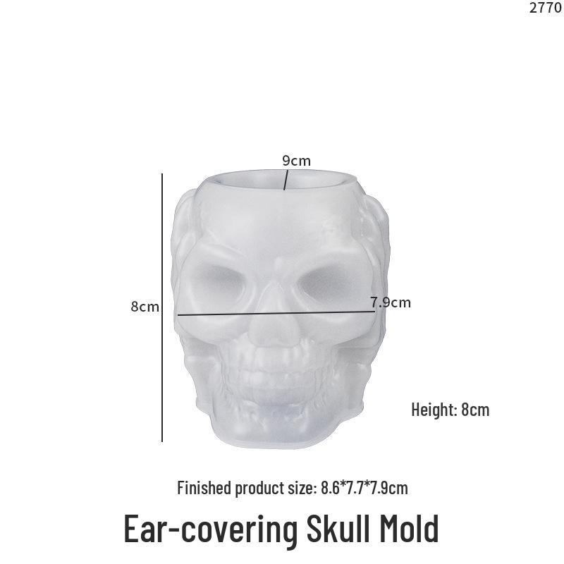 DIY Epoxy Skull Ear Muffs & Mask Pen Holder Mold - Halloween Silicone Ornament Box