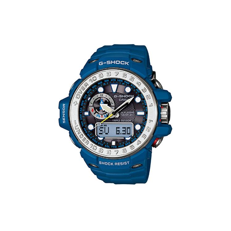 CASIO Men Liquid Crystal/Analog Dual Display Series Black Watch GWN-1000-2AER GWN-1000-2AER Blue Strap