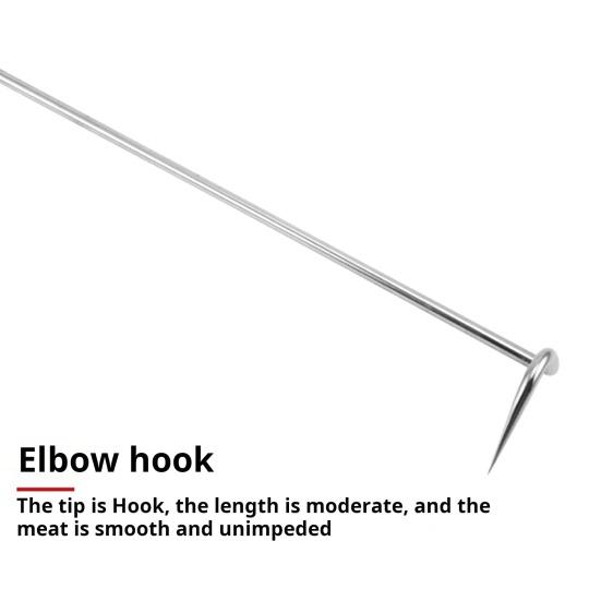 Yousheng BBQ Steak Grill Hook Meat Turner Wooden Handle Stainless Steel Food Flipper for Grilling Vegetables Portable Kitchen Tool