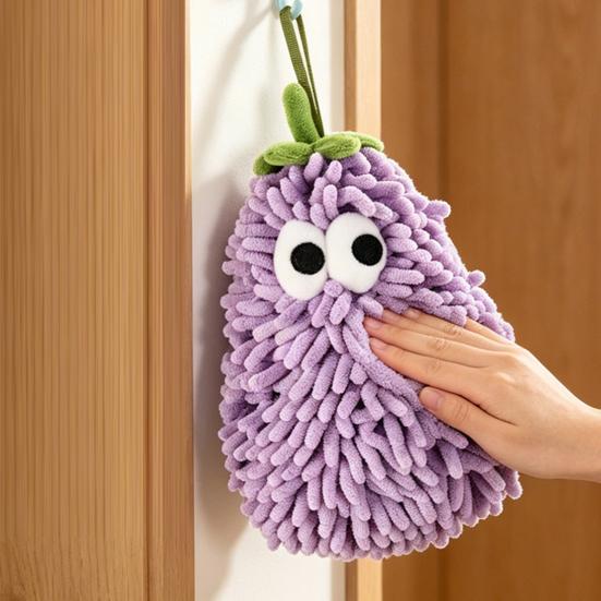 Cartoon Hand Towel for Bathroom Thicken Eggplant Pear Shaped Towel Super Absorbent Quick