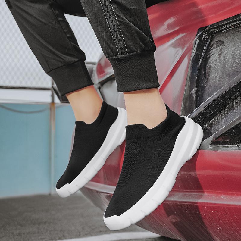 Spring and Summer New One-pedal Lazy Shoes Fly-woven Breathable Fashion Socks Sports Trendy Shoes Solid Color Versatile Men's Shoes
