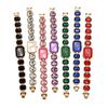 Ladies Bracelet Quartz Watch Sparkling Rhinestone Rectangular Dial Watch Faux Diamond Bracelet Wristwatch for Women Elegant Jewelry Timepiece