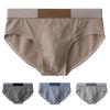 Men Briefs Mid-rise Elastic Waistband Slim Fit Panties Striped Print Patchwork Color U-Convex