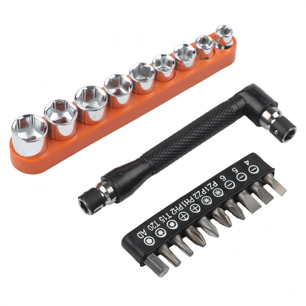 Compact L Shaped Driver Handle and For Stubby Wrench Set for Workshops