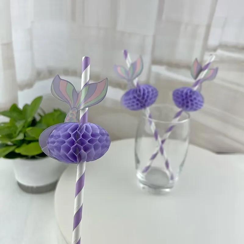 50pcs Christmas Tree Honeycomb Paper Straw Disposable Party Straw Cocktail Decoration Birthday Prom Drinking Straws Tableware