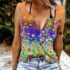 Women Tanks Sexy V Neck Sleeveless Summer Tops Vest 3D Colored Dots Print Cool Lightweight Tops