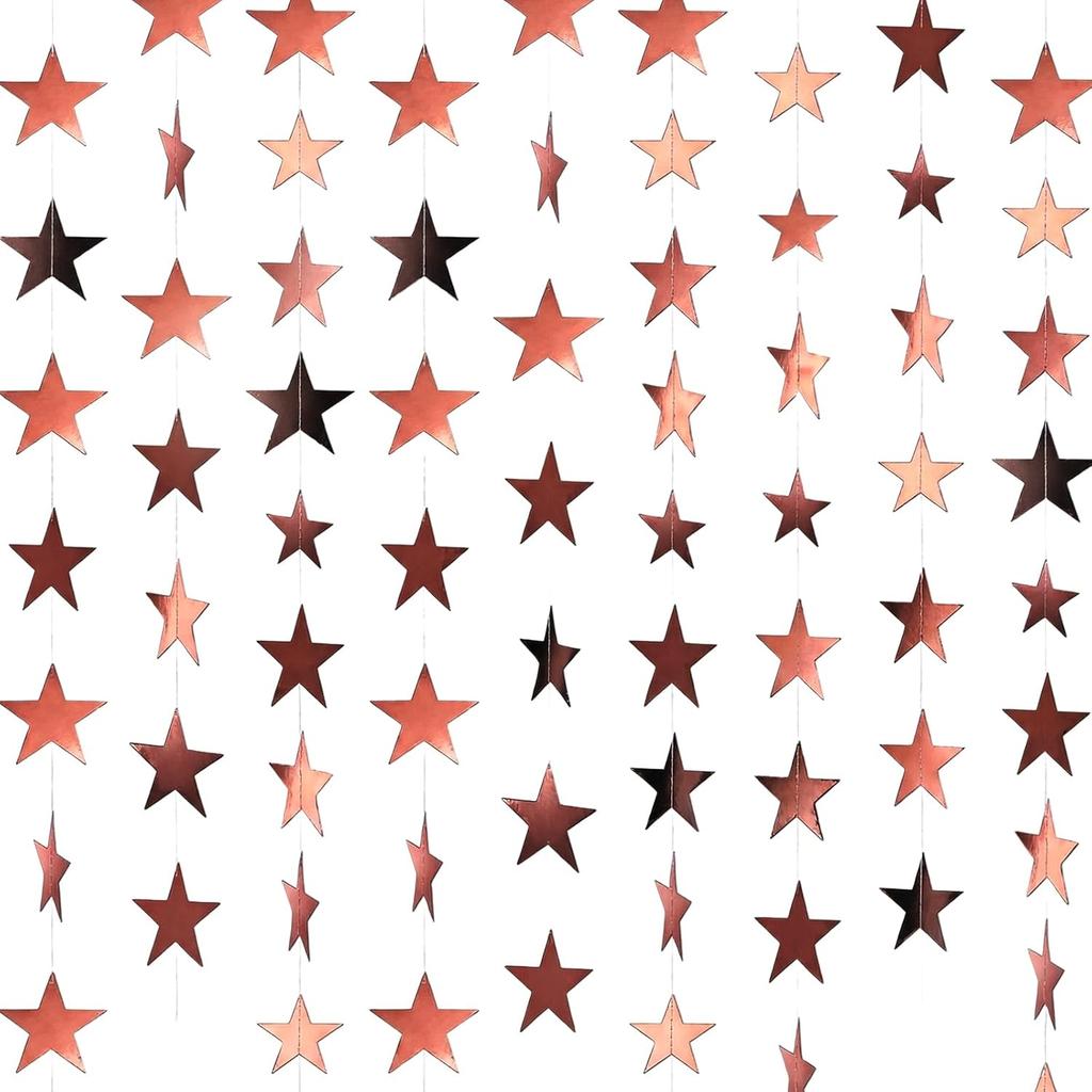 Spakon 65 Feet Glitter Star Paper Garland Banner Hanging Decoration Star Streamers Double Side 2025 Graduation Decorations for Wedding Birthday