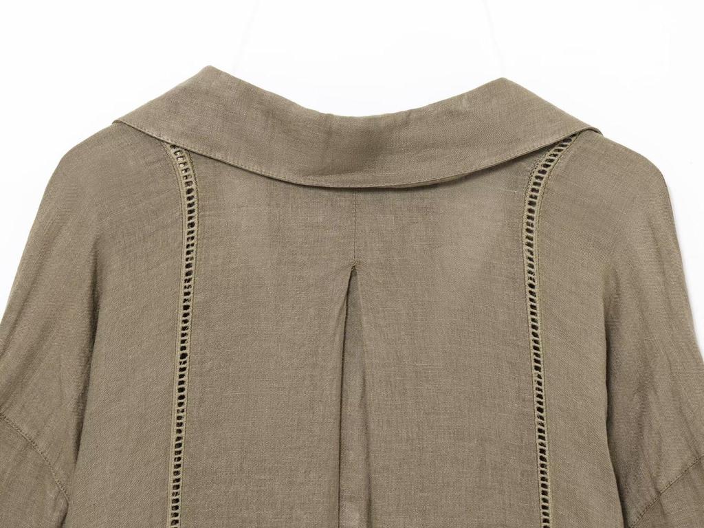 Spring 2025 Women's Linen V-Neck Long Sleeve Shirt & Wide-Leg Pants Casual Set