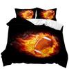 3D Print  Football with Fire Duvet Cover Set Youth Sports Teens Bedding Set Double Queen King Size Polyester Qulit Cover