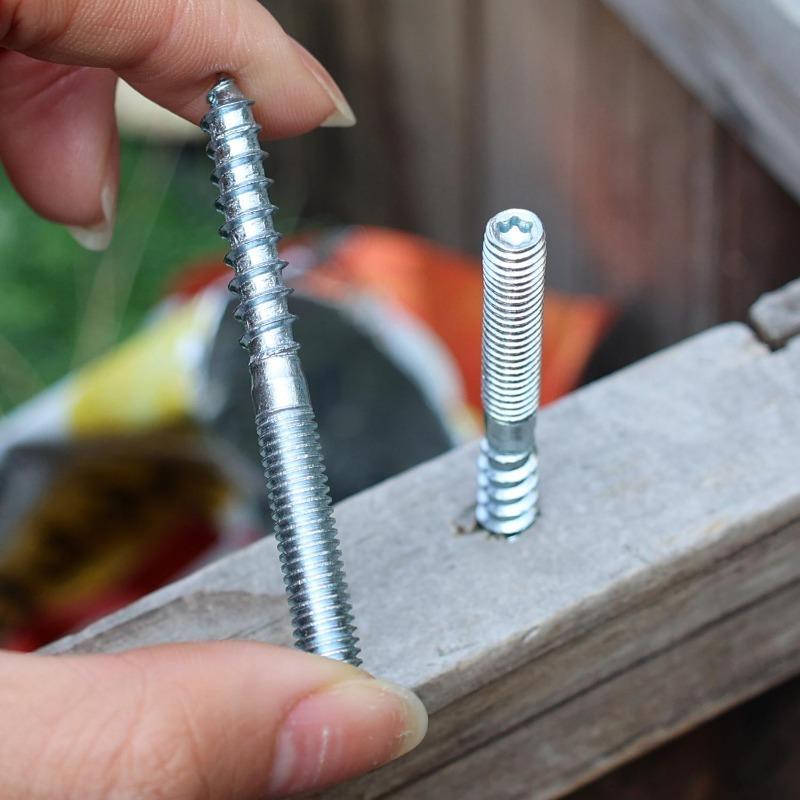 50/10x Double Head Hanger Bolts Heavy Duty Metal Self-Tapping Threaded Rods Screw For Wood Furniture Joint Hardware Accessories