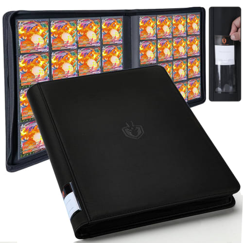 ByderPro 1000+ Pocket Trading Card Binder, Holds 1024 Trading Cards - 16-Pocket Ringless Trading Card Album for Trading & Sports Cards, TCG, Leather w