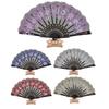 Floral Print Folding Fan Chinese Style Plastic Ribs Hand Held Fan Portable Summer Cooling Fan Dance Performance Party Props