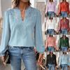 2026 Europe Autumn/Winter V-neck Lace Solid Color Long Sleeve Casual Women's Top